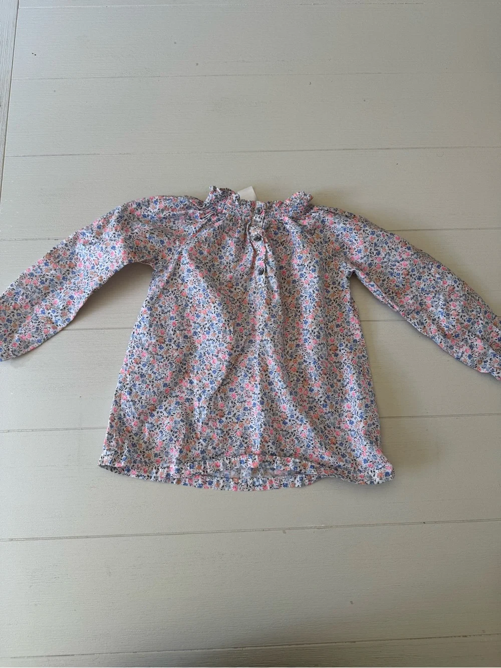 Carter's Pink and Blue Floral Long-Sleeve Peasant Top